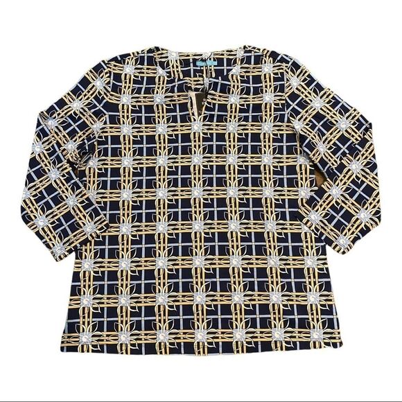 J. McLaughlin Top Catalina Cloth Floral Stripes Size Large - Picture 1 of 10